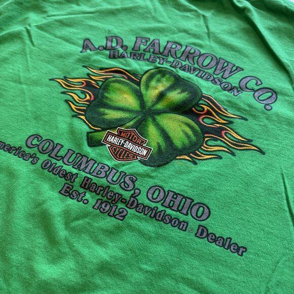 Vintage Y2K Harley Davidson 2011 St Patrick Day Columbus Ohio Green Shirt XL Tee - Picture 1 of 7